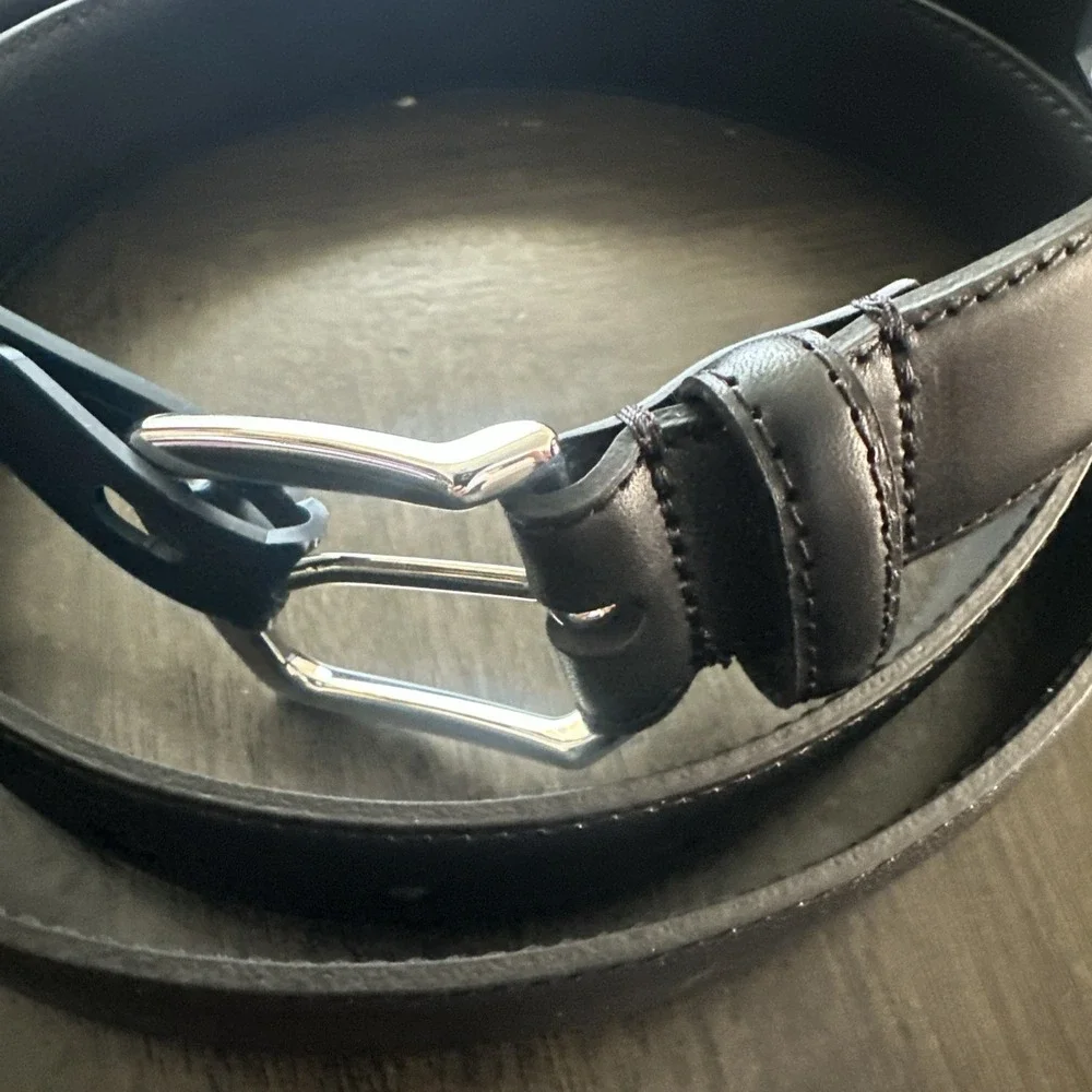 NWT Brooks Brothers Black Leather Dress Belt Made In Italy Mens Size 38 $128